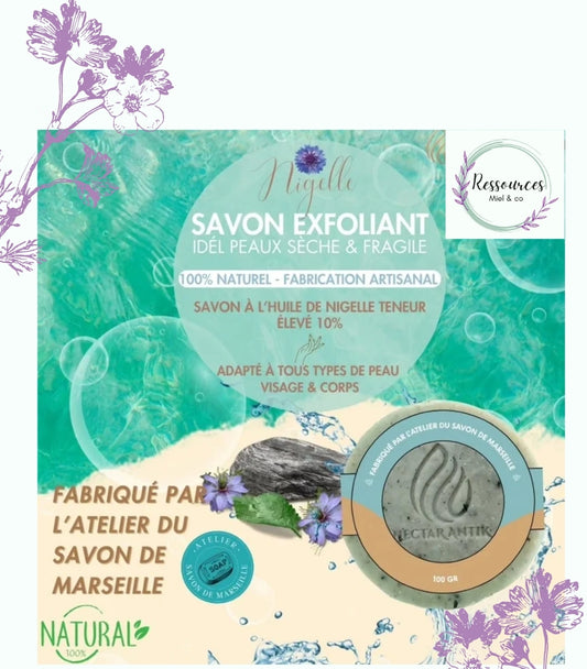 Savon exfoliant à l'huile et graines de Nigelle
